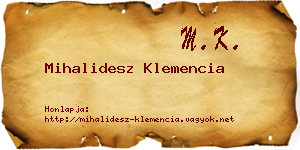 Mihalidesz Klemencia névjegykártya